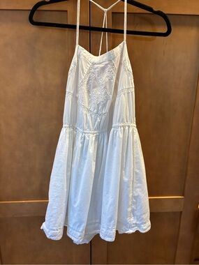 White Embroidered Spaghetti-Strap Dress